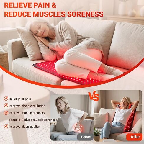 Red Light Therapy for Body, 360 LEDs Near Infrared Light Therapy Mat with 660nm/850nm/940nm Wavelength, 29.5’’x16.5’’ Wearable Red Light Therapy Belt, Home Use Gift for Man, Women & Pet in Kuwait