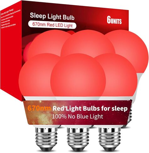 Red Light Bulbs for Sleep 9W E26, Red Night Light,670nm LED Light Bulb, A19 120V Equivalent Dim Light Bulbs for Bedroom,Baby Nursery,Natural Sleep in Saudi Arabia