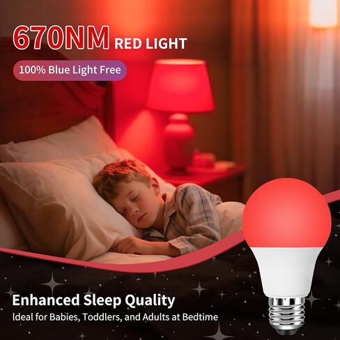 Red Light Bulbs for Sleep 9W E26, Red Night Light,670nm LED Light Bulb, A19 120V Equivalent Dim Light Bulbs for Bedroom,Baby Nursery,Natural Sleep in Saudi Arabia