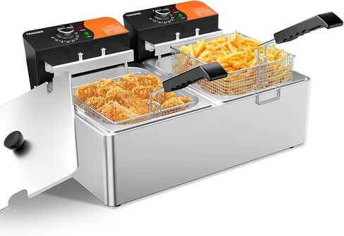 TANGME Deep Fryer with Basket, 1700W Electric Countertop Fryer 10.35QT Stainless Steel Oil Fryer with Temperature Limiter for Home Kitchen and Restaurant in Kuwait