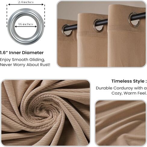 THE ART BOX Beige Velvet Curtains for Living Room – Thick Soft Ribbed Textured Window Curtain Panels, Room Darkening Luxury Velvet Drapes for Bedroom, 2 Panel Set, 63 x 52 Inch in Saudi Arabia