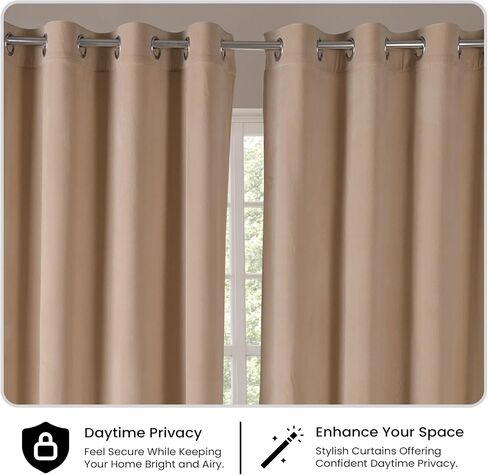 THE ART BOX Beige Velvet Curtains for Living Room – Thick Soft Ribbed Textured Window Curtain Panels, Room Darkening Luxury Velvet Drapes for Bedroom, 2 Panel Set, 63 x 52 Inch in Saudi Arabia