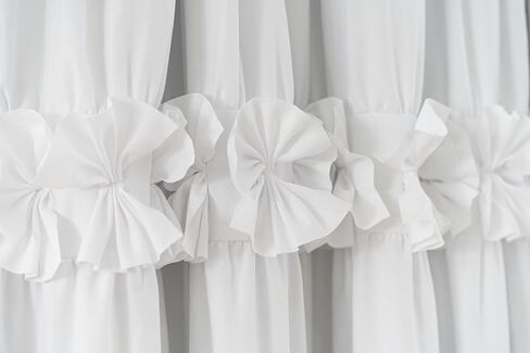 Thermal Insulated Blackout Window Curtains, Boho Ruffle Window Treatments with 3 Rows of Butterfly Flowers, Rustic Rod Pocket Drapes, 2 Panels (White, 52" W x 84" L) in Saudi Arabia