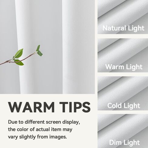 Flame-Retardant NFPA 701 Standard Curtain 84-inch Single Panel 100% Blackout Curtain Ideal for Bedrooms and Living Rooms Thermal Insulation Metal Ring Hanging System (42x84 inches,White) in Saudi Arabia