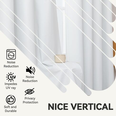 Flame-Retardant NFPA 701 Standard Curtain 84-inch Single Panel 100% Blackout Curtain Ideal for Bedrooms and Living Rooms Thermal Insulation Metal Ring Hanging System (42x84 inches,White) in Saudi Arabia