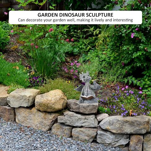 Reading Book Little Dragon Sculpture Cute Reading Book Dragon Statues Resin Sculptures Art Ornament Gift for Lawn Patio Yard Home Decor in Kuwait