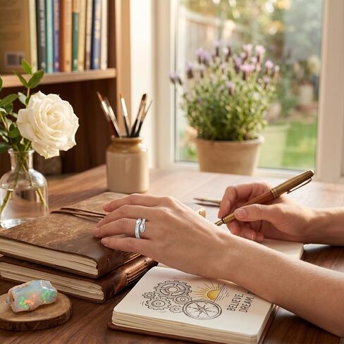 Opal Hug Rings for Women, Adjustable Opal Ring for Women Daughter Hand Ring Jewelry Birthday Gifts for Mom Wife Daughter Grandma Friends in Saudi Arabia