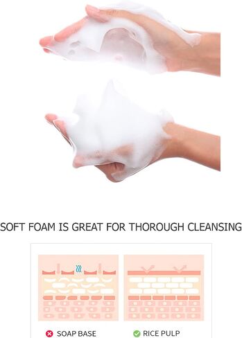 BIOAQUA Facial Rice Raw Pulp Foam Cleanser Face Deep Cleansing Soothes Skin Moisturizing Delicate 100g / 3.38fl.oz in Kuwait