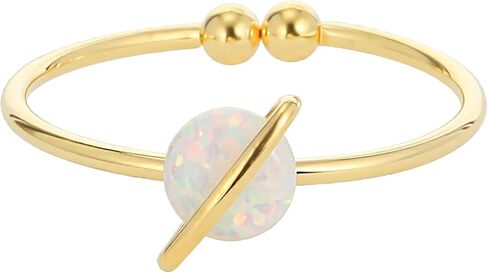 MUSTHAVE Dreamy Planet Opal Ring, 14K Gold Plated Celestial Saturn Ring, Romantic Jewelry for Her, Adjustable Dainty Open Ring, Hypoallergenic Premium Korean Craftsmanship in Saudi Arabia