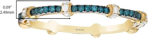LeVian 14K Yellow Gold 1/3 Cttw Blue & White Diamond Slim Station Ring (G-H & Fancy Blue Color, VS2-SI1 & SI1-SI2 Clarity) - Size 7 in Kuwait