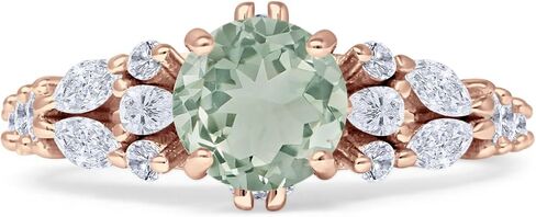 Round Shaped Natural Green Amethyst Prasiolite Vintage Style Pear Teardrop Cocktail Modern Wedding Engagement Ring Solid 925 Sterling Silver Ring in Saudi Arabia