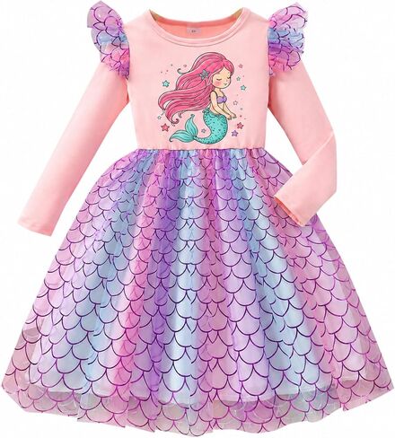 Girls Tutu Dresses Toddler Winter Long Sleeve Party Tulle Dresses for 18M-7T in Kuwait