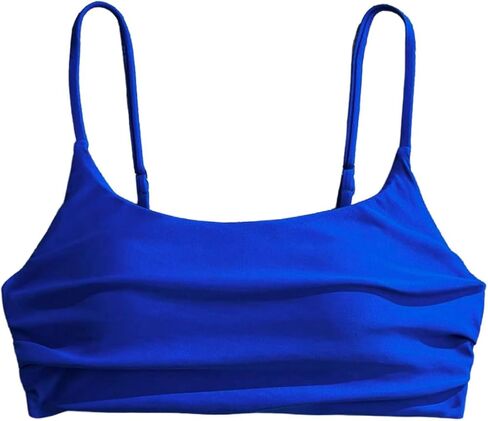 SHENHE Women's Scoop Neck Bikini Top Adjustable Strap Ruched Padded Swimsuit Bathing Suit Top in Kuwait