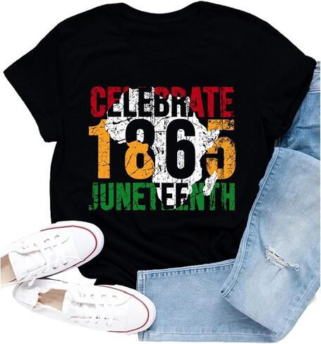 Juneteenth Shirts Women Celebrate 1865 African Map T-Shirt African American Black Pride Tee Tops in Kuwait
