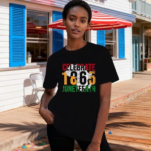 Juneteenth Shirts Women Celebrate 1865 African Map T-Shirt African American Black Pride Tee Tops in Kuwait
