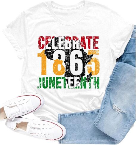 Juneteenth Shirts Women Celebrate 1865 African Map T-Shirt African American Black Pride Tee Tops in Kuwait