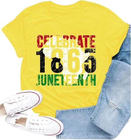 Juneteenth Shirts Women Celebrate 1865 African Map T-Shirt African American Black Pride Tee Tops in Kuwait