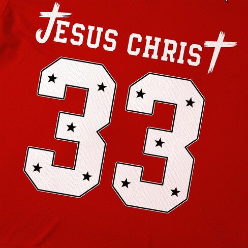 Jesus Jersey Oversized V Neck Christian T-Shirts for Men Women Y2k 33 Graphic Football Jersey Streetwear Top in Saudi Arabia