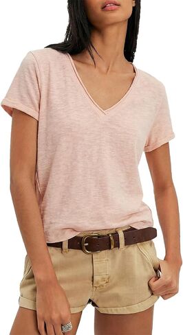 Womens V Neck T Shirts Workout Tops Cropped Athletic Top Short Sleeve Tee Casual Loose Workout Shirts in Saudi Arabia