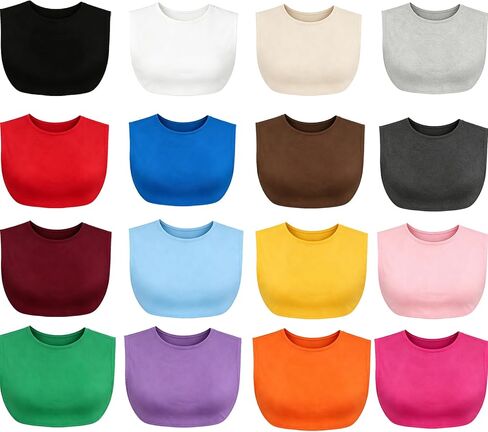 16Pcs Lady Fake Collar Overlay Modesty Panel Vest Layering Camisole Tops for Cleavage Cover Low Neckline Cover up Black in Saudi Arabia