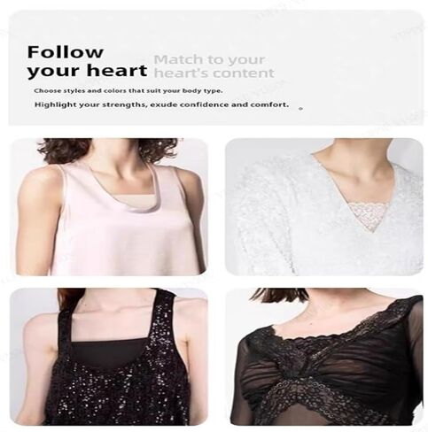 16Pcs Lady Fake Collar Overlay Modesty Panel Vest Layering Camisole Tops for Cleavage Cover Low Neckline Cover up Black in Saudi Arabia