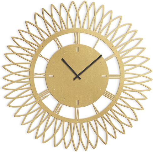 Metal Wall Clock Wall Art Decor, Mid-Century Starburst Wall Sculpture Clock Silent Battery Operated Hangings Home Decoration for Living Room, Bedroom, Kitchen, Bathroom - 24" Gold in Saudi Arabia