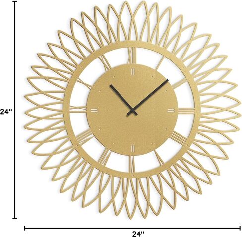 Metal Wall Clock Wall Art Decor, Mid-Century Starburst Wall Sculpture Clock Silent Battery Operated Hangings Home Decoration for Living Room, Bedroom, Kitchen, Bathroom - 24" Gold in Saudi Arabia