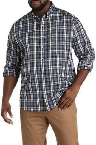 Oak Hill by DXL Men's Big and Tall Large Plaid Sport Shirt, Navy in Saudi Arabia
