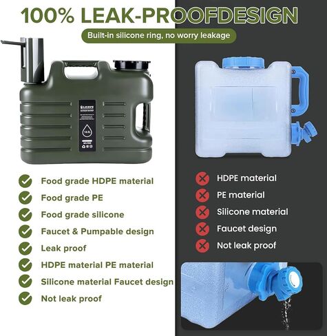 5 Gallon Water Jug with Foldable Auto Pump, BPA-Free Leak-Proof Camping Water Container Spigot, Type-C Rechargeable, Portable Water Dispenser Tank for Hiking, Outdoors & Emergency Water Storage in Kuwait