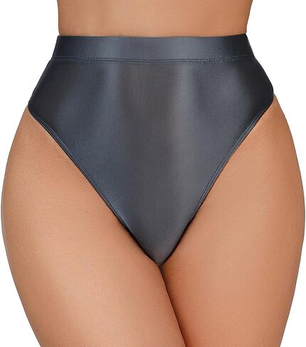 FEOYA Women Shiny Thong High Cut Rave Bottoms Glossy Oil Panties for Festival Party Clubwear in Saudi Arabia