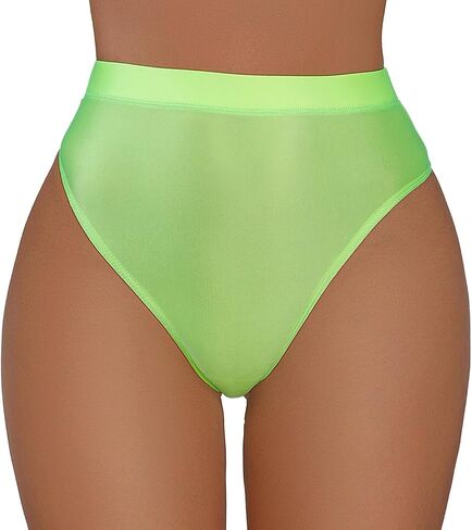 FEOYA Women Shiny Thong High Cut Rave Bottoms Glossy Oil Panties for Festival Party Clubwear in Saudi Arabia