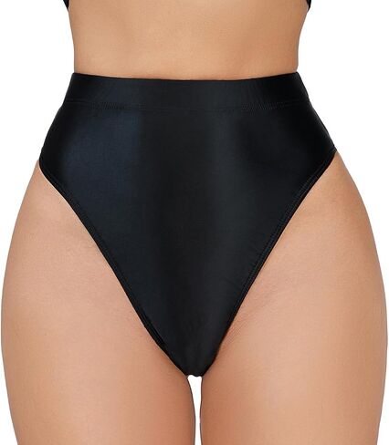 FEOYA Women Shiny Thong High Cut Rave Bottoms Glossy Oil Panties for Festival Party Clubwear in Saudi Arabia