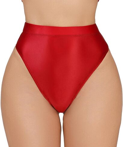 FEOYA Women Shiny Thong High Cut Rave Bottoms Glossy Oil Panties for Festival Party Clubwear in Saudi Arabia