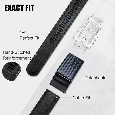 SANSTHS Click Belts for Men, Mens Belts Leather Ratchet 1 3/8" for Dress with Slide Buckle - Comfort Daily Adjustable in Saudi Arabia