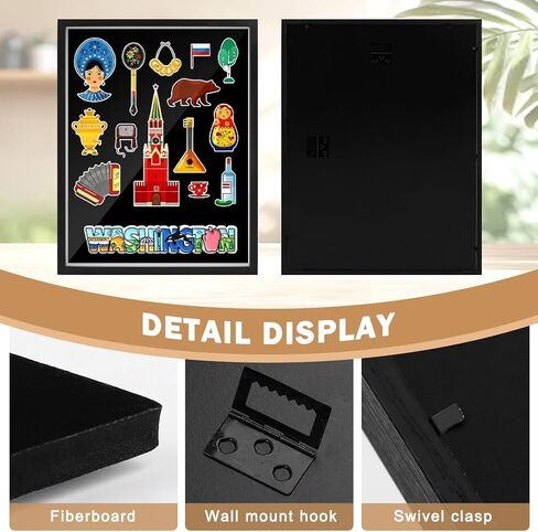 12x16inch Pin Display Case, Enamel Pin Display Frame, Pins Collection Display, Shadow Box for Wall Display, Brooch Holder for Enthusiast, With Wiping Cloth, Black in Saudi Arabia