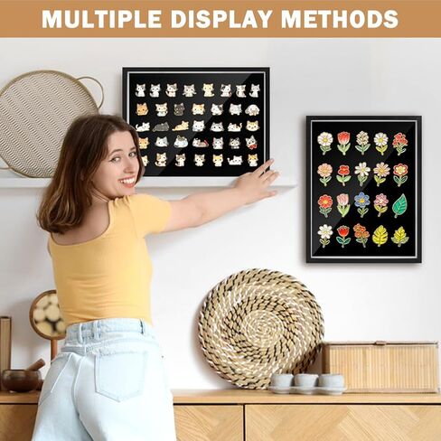 12x16inch Pin Display Case, Enamel Pin Display Frame, Pins Collection Display, Shadow Box for Wall Display, Brooch Holder for Enthusiast, With Wiping Cloth, Black in Saudi Arabia