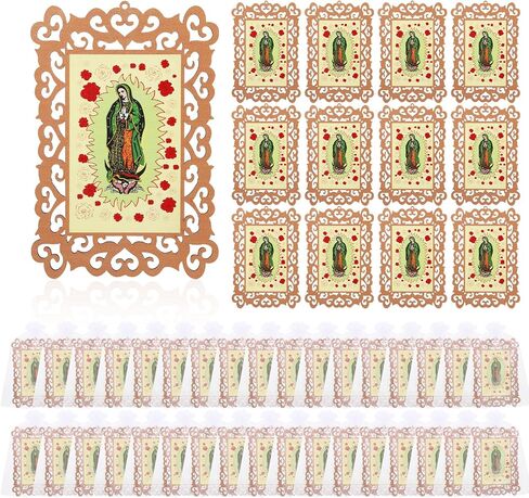 50 Pcs Our Lady of Guadalupe Wooden Picture Frames with Organza Gift Bags Baptism Favors for Guests First Communion Favors for Guests Recuerdos De Bautizo in Saudi Arabia