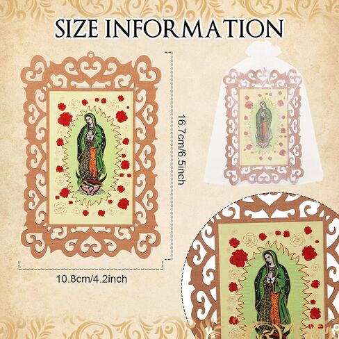 50 Pcs Our Lady of Guadalupe Wooden Picture Frames with Organza Gift Bags Baptism Favors for Guests First Communion Favors for Guests Recuerdos De Bautizo in Saudi Arabia