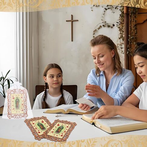 50 Pcs Our Lady of Guadalupe Wooden Picture Frames with Organza Gift Bags Baptism Favors for Guests First Communion Favors for Guests Recuerdos De Bautizo in Saudi Arabia