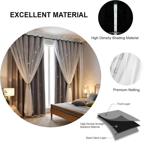 Star Blackout Curtains Cute Bedroom Curtains Kids Curtains Rainbow Curtains, Curtains 63 Inches Long 1 Panel, Grey Curtains, 34" W x 63" L (Pack of 1) in Saudi Arabia