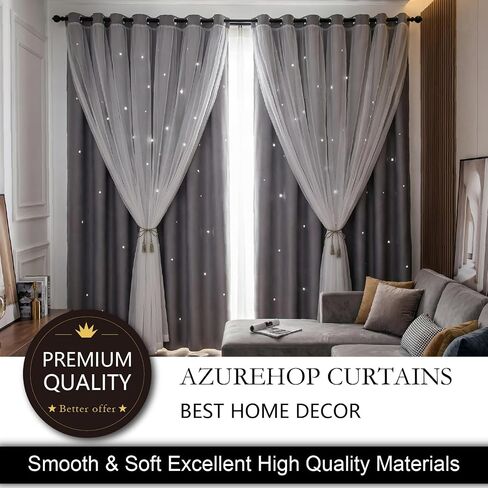 Star Blackout Curtains Cute Bedroom Curtains Kids Curtains Rainbow Curtains, Curtains 63 Inches Long 1 Panel, Grey Curtains, 34" W x 63" L (Pack of 1) in Saudi Arabia