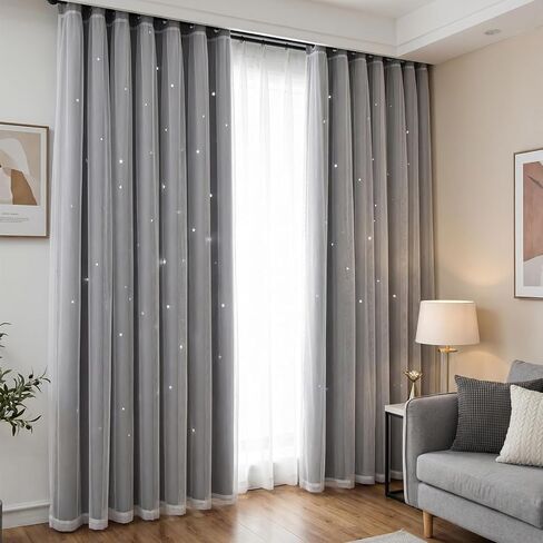 Star Blackout Curtains Cute Bedroom Curtains Kids Curtains Rainbow Curtains, Curtains 63 Inches Long 1 Panel, Grey Curtains, 34" W x 63" L (Pack of 1) in Saudi Arabia