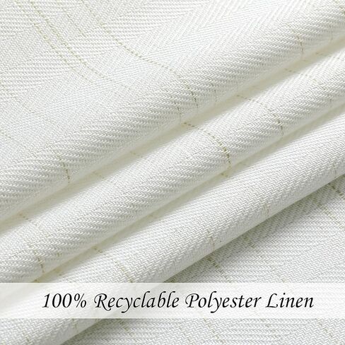 Linen Herringbone Stripe Semi Sheer Recycleable Curtain Panels for Bedroom Back Tab Rod Pocket Linen Texture White Window Treatment Drape for Living Room Farmhouse, 54"x84", 2 Panels, Linen/White in Saudi Arabia