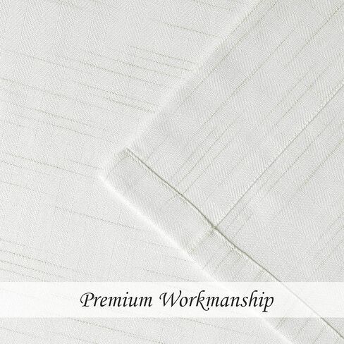 Linen Herringbone Stripe Semi Sheer Recycleable Curtain Panels for Bedroom Back Tab Rod Pocket Linen Texture White Window Treatment Drape for Living Room Farmhouse, 54"x84", 2 Panels, Linen/White in Saudi Arabia