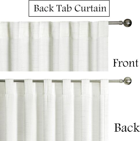 Linen Herringbone Stripe Semi Sheer Recycleable Curtain Panels for Bedroom Back Tab Rod Pocket Linen Texture White Window Treatment Drape for Living Room Farmhouse, 54"x84", 2 Panels, Linen/White in Saudi Arabia