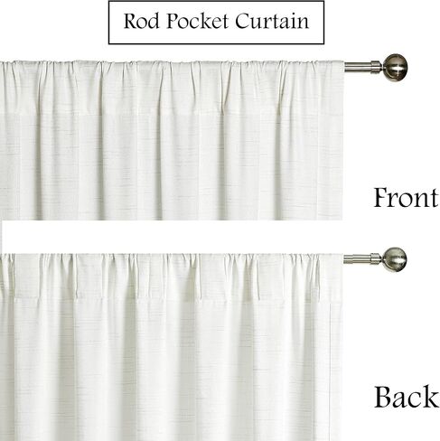 Linen Herringbone Stripe Semi Sheer Recycleable Curtain Panels for Bedroom Back Tab Rod Pocket Linen Texture White Window Treatment Drape for Living Room Farmhouse, 54"x84", 2 Panels, Linen/White in Saudi Arabia