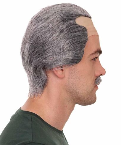 HPO Adult Men's Grey Iconic Italian Mafia Father Wig, Perfect for Halloween, Flame-retardant Synthetic Fiber in Saudi Arabia