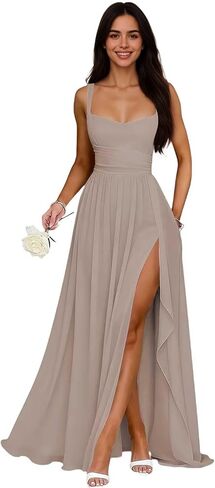 Chiffon Bridesmaid Dress Long 2026 Spaghetti Straps Evening Dresses for Women Empire Waist Slit Formal Dress in Saudi Arabia