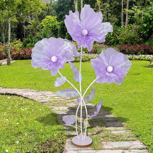 Norme 6 ft Giant Silk Flower for Decoration with Stand Artificial Decor Big Silk Flowers for Wall Backdrop Photo Props Wedding Birthday Party Baby Shower Background Decor(Purple) in Kuwait