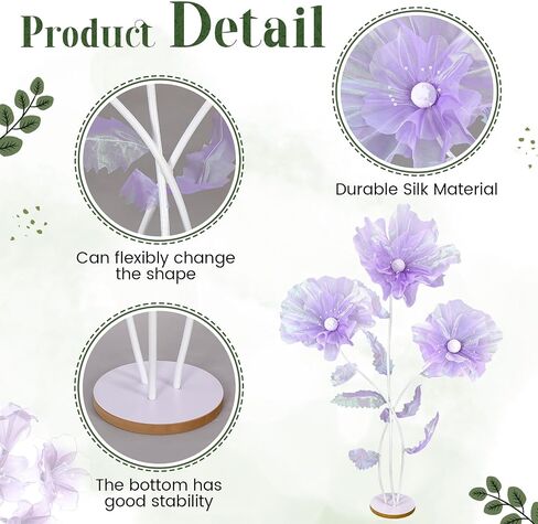 Norme 6 ft Giant Silk Flower for Decoration with Stand Artificial Decor Big Silk Flowers for Wall Backdrop Photo Props Wedding Birthday Party Baby Shower Background Decor(Purple) in Kuwait